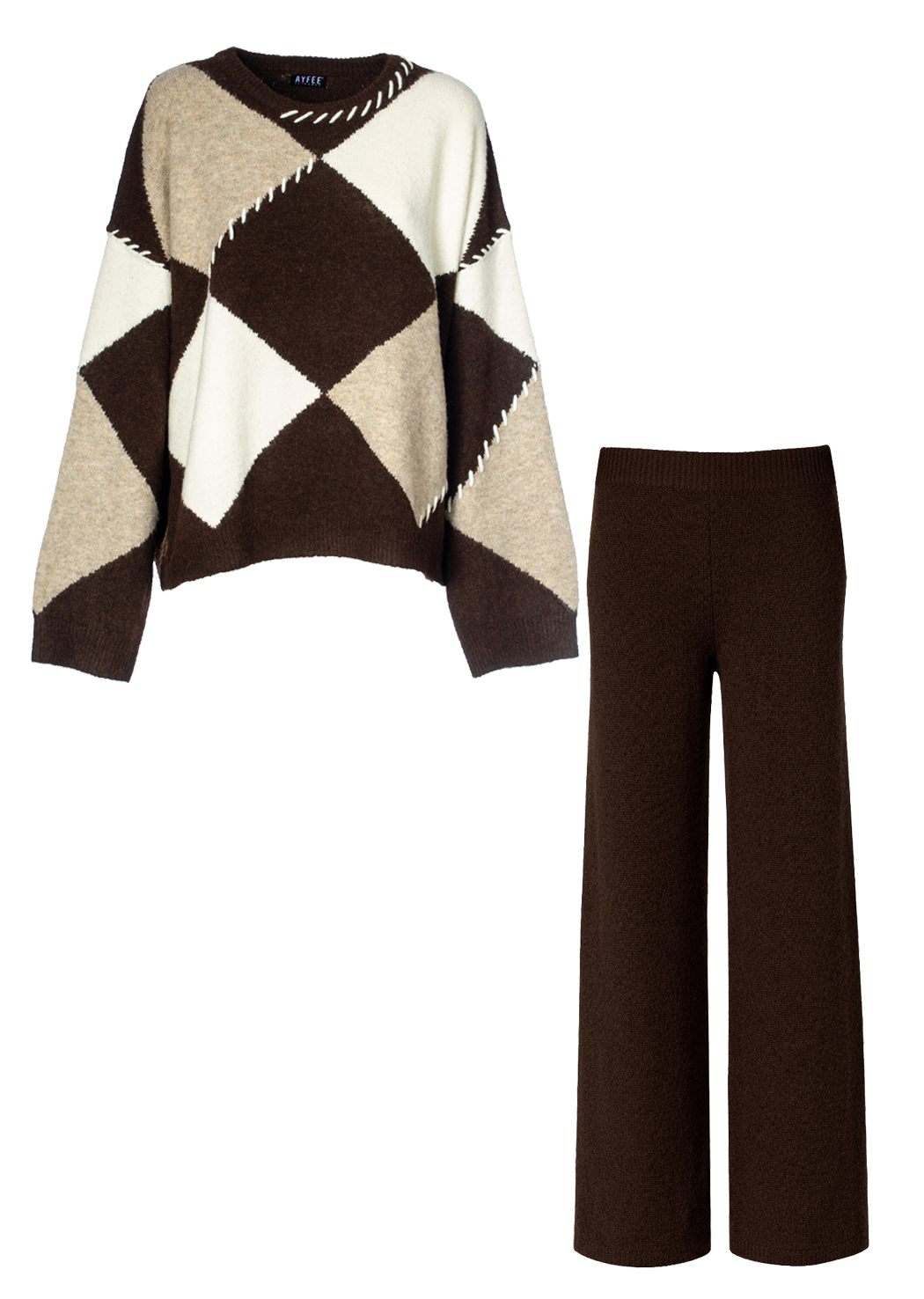 SET MAGLIA + PANTALONE, TG UNICA, 82%PL 8%AC 7%WO 3%EA, MADE IN PRC              - BROWN